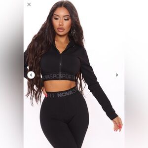 FASHION NOVA - SET Black High-Waisted Flared Leggings (2) with Ribbed Waistband